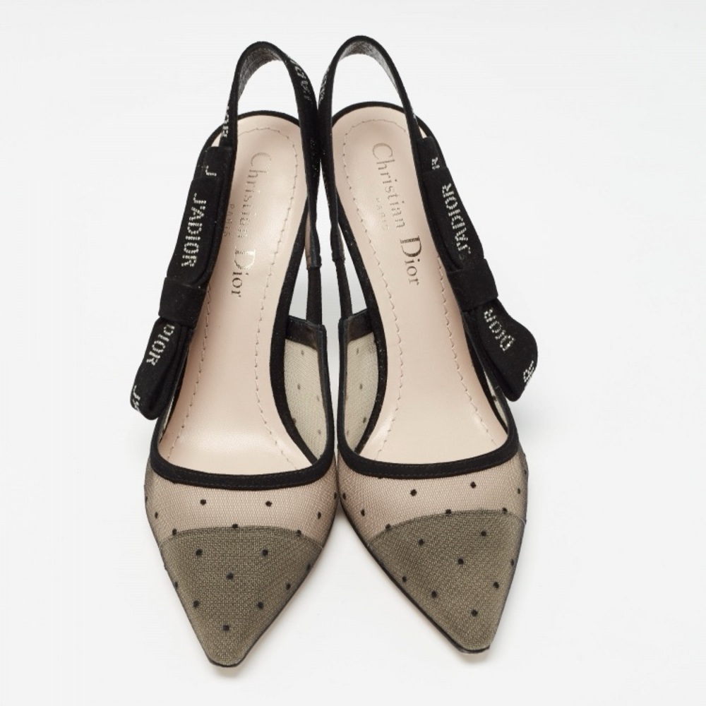 Dior Black Mesh Slingback Heels - Picture 3 of 16